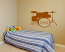 Drum Kit Customized Name Vinyl Decal Nursery Sticker